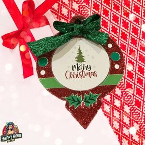 Merry Christmas Wooden Ornament Pre Owned